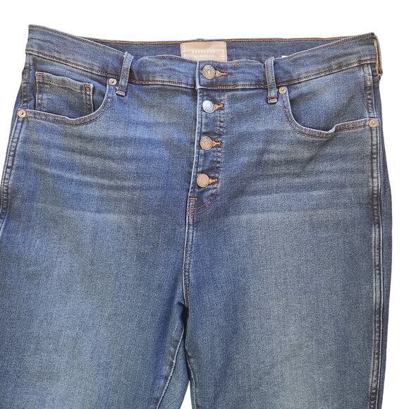 EVERLANE The Vintage Skinny Button Fly High Waist Raw Hem Ankle Jeans Women's 32 - Picture 4 of 12